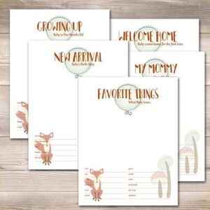 Woodland Fox baby book pages